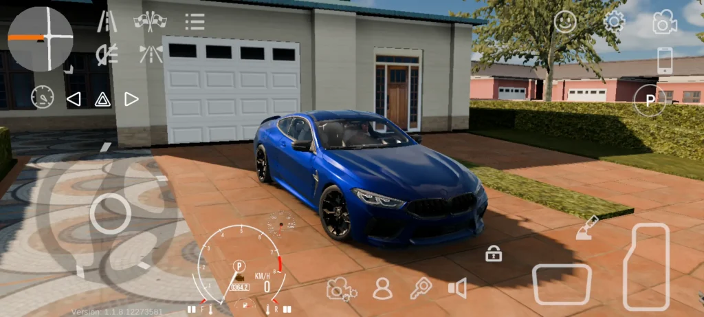 Customizable sports car with decals and upgraded rims in Car Parking Multiplayer 2