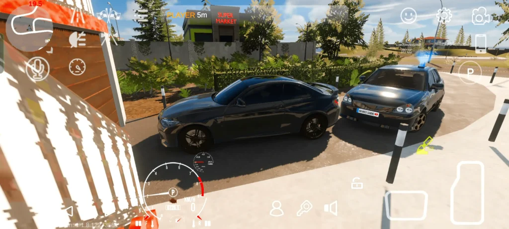 Screenshot of a luxury car in Car Parking Multiplayer 2 Mod Apk open-world environment